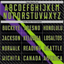 Charger l'image dans la galerie, Custom Black Neon Green-Purple Diagonal Stripes Sports Sublimation Soccer Uniform Jersey