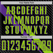 Charger l'image dans la galerie, Custom Black Neon Green-Purple Diagonal Stripes Sports Sublimation Soccer Uniform Jersey