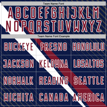 Загрузить изображение в средство просмотра галереи, Custom Navy Crimson-White Diagonal Stripes Sports Sublimation Soccer Uniform Jersey