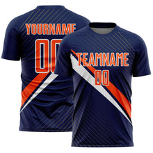 Charger l'image dans la galerie, Custom Navy Orange-White Diagonal Stripes Sports Sublimation Soccer Uniform Jersey