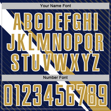 Загрузить изображение в средство просмотра галереи, Custom Navy Old Gold-White Diagonal Stripes Sports Sublimation Soccer Uniform Jersey