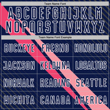 Загрузить изображение в средство просмотра галереи, Custom Navy White-Pink Diagonal Stripes Sports Sublimation Soccer Uniform Jersey