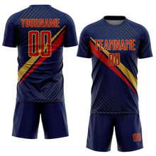 Charger l'image dans la galerie, Custom Navy Red-Old Gold Diagonal Stripes Sports Sublimation Soccer Uniform Jersey