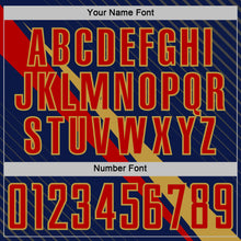 Charger l'image dans la galerie, Custom Navy Red-Old Gold Diagonal Stripes Sports Sublimation Soccer Uniform Jersey