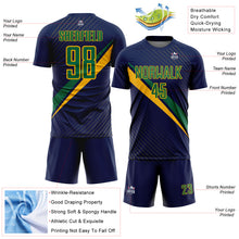 Charger l'image dans la galerie, Custom Navy Kelly Green-Gold Diagonal Stripes Sports Sublimation Soccer Uniform Jersey