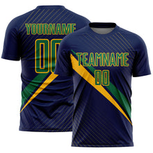 Charger l'image dans la galerie, Custom Navy Kelly Green-Gold Diagonal Stripes Sports Sublimation Soccer Uniform Jersey