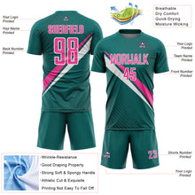 Загрузить изображение в средство просмотра галереи, Custom Teal Pink-White Diagonal Stripes Sports Sublimation Soccer Uniform Jersey
