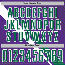 Laden Sie das Bild in den Galerie-Viewer, Custom Purple Kelly Green-White Diagonal Stripes Sports Sublimation Soccer Uniform Jersey