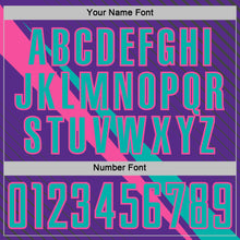 Charger l'image dans la galerie, Custom Purple Aqua-Pink Diagonal Stripes Sports Sublimation Soccer Uniform Jersey