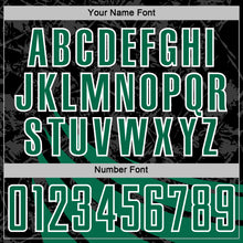 Load image into Gallery viewer, Custom Black Kelly Green-White Distressed Diagonal Stripes Wind Shapes Sports Sublimation Soccer Uniform Jersey