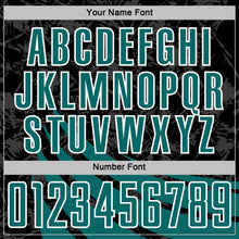 Load image into Gallery viewer, Custom Black Teal-White Distressed Diagonal Stripes Wind Shapes Sports Sublimation Soccer Uniform Jersey