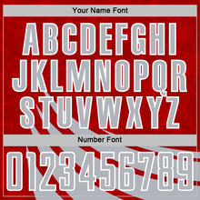 Загрузить изображение в средство просмотра галереи, Custom Red Gray-White Distressed Diagonal Stripes Wind Shapes Sports Sublimation Soccer Uniform Jersey