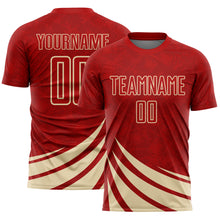 Charger l'image dans la galerie, Custom Red Cream Distressed Diagonal Stripes Wind Shapes Sports Sublimation Soccer Uniform Jersey