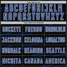 Загрузить изображение в средство просмотра галереи, Custom Black Royal-White Diagonal Pinstripes Lines Sports Sublimation Soccer Uniform Jersey