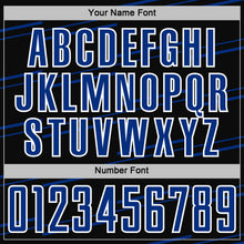 Загрузить изображение в средство просмотра галереи, Custom Black Royal-White Diagonal Pinstripes Lines Sports Sublimation Soccer Uniform Jersey