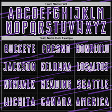 Charger l'image dans la galerie, Custom Black Purple-White Diagonal Pinstripes Lines Sports Sublimation Soccer Uniform Jersey