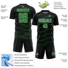Load image into Gallery viewer, Custom Black Grass Green-White Diagonal Pinstripes Lines Sports Sublimation Soccer Uniform Jersey