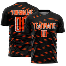 Charger l'image dans la galerie, Custom Black Orange-White Diagonal Pinstripes Lines Sports Sublimation Soccer Uniform Jersey