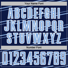 Charger l'image dans la galerie, Custom Navy Light Blue-White Diagonal Pinstripes Lines Sports Sublimation Soccer Uniform Jersey