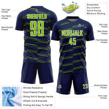 Загрузить изображение в средство просмотра галереи, Custom Navy Neon Green-White Diagonal Pinstripes Lines Sports Sublimation Soccer Uniform Jersey