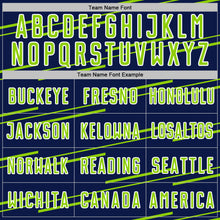 Загрузить изображение в средство просмотра галереи, Custom Navy Neon Green-White Diagonal Pinstripes Lines Sports Sublimation Soccer Uniform Jersey