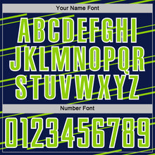 Загрузить изображение в средство просмотра галереи, Custom Navy Neon Green-White Diagonal Pinstripes Lines Sports Sublimation Soccer Uniform Jersey