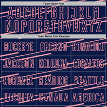 Charger l'image dans la galerie, Custom Navy Medium Pink Diagonal Pinstripes Lines Sports Sublimation Soccer Uniform Jersey