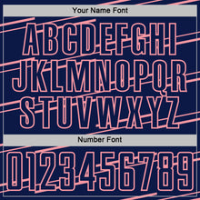 Charger l'image dans la galerie, Custom Navy Medium Pink Diagonal Pinstripes Lines Sports Sublimation Soccer Uniform Jersey