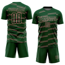 Загрузить изображение в средство просмотра галереи, Custom Green Medium Pink Diagonal Pinstripes Lines Sports Sublimation Soccer Uniform Jersey
