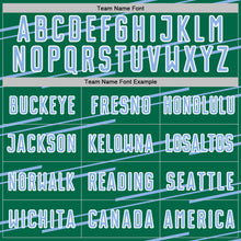 Загрузить изображение в средство просмотра галереи, Custom Kelly Green Light Blue-White Diagonal Pinstripes Lines Sports Sublimation Soccer Uniform Jersey