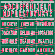 Загрузить изображение в средство просмотра галереи, Custom Kelly Green Neon Pink-White Diagonal Pinstripes Lines Sports Sublimation Soccer Uniform Jersey