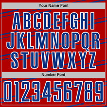 Laden Sie das Bild in den Galerie-Viewer, Custom Red Royal-White Diagonal Pinstripes Lines Sports Sublimation Soccer Uniform Jersey