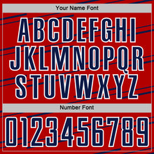 Load image into Gallery viewer, Custom Red Navy-White Diagonal Pinstripes Lines Sports Sublimation Soccer Uniform Jersey