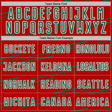 Charger l'image dans la galerie, Custom Red Kelly Green-White Diagonal Pinstripes Lines Sports Sublimation Soccer Uniform Jersey