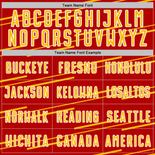 Загрузить изображение в средство просмотра галереи, Custom Red Gold-White Diagonal Pinstripes Lines Sports Sublimation Soccer Uniform Jersey