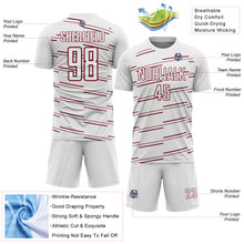 Charger l'image dans la galerie, Custom White Crimson Diagonal Pinstripes Lines Sports Sublimation Soccer Uniform Jersey