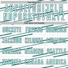 Charger l'image dans la galerie, Custom White Teal Diagonal Pinstripes Lines Sports Sublimation Soccer Uniform Jersey