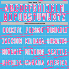 Загрузить изображение в средство просмотра галереи, Custom Sky Blue Pink-White Diagonal Pinstripes Lines Sports Sublimation Soccer Uniform Jersey