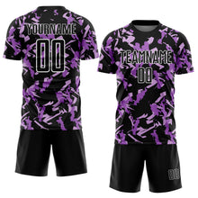 Laden Sie das Bild in den Galerie-Viewer, Custom Black White-Purple Geometric Camo Fragment Sports Sublimation Soccer Uniform Jersey
