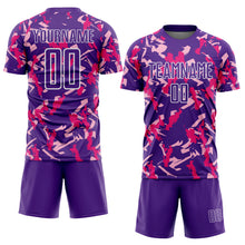 Charger l'image dans la galerie, Custom Purple White-Pink Geometric Camo Fragment Sports Sublimation Soccer Uniform Jersey