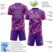 Charger l'image dans la galerie, Custom Purple White-Pink Geometric Camo Fragment Sports Sublimation Soccer Uniform Jersey