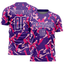 Charger l'image dans la galerie, Custom Purple White-Pink Geometric Camo Fragment Sports Sublimation Soccer Uniform Jersey