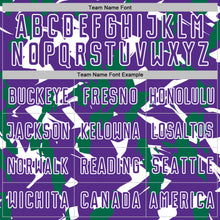 Загрузить изображение в средство просмотра галереи, Custom Purple White-Kelly Green Geometric Camo Fragment Sports Sublimation Soccer Uniform Jersey
