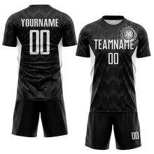 Load image into Gallery viewer, Custom Black White-Steel Gray Colombia Zigzag Pattern Sublimation Soccer Uniform Jersey