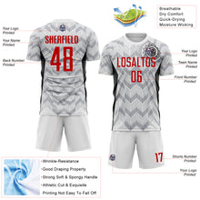 Load image into Gallery viewer, Custom White Red Gray-Black Colombia Zigzag Pattern Sublimation Soccer Uniform Jersey
