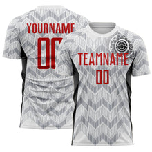 Load image into Gallery viewer, Custom White Red Gray-Black Colombia Zigzag Pattern Sublimation Soccer Uniform Jersey