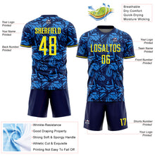 Load image into Gallery viewer, Custom Navy Light Yellow-Blue Colombia Butterfly Wings Pattern Sublimation Soccer Uniform Jersey