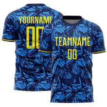 Load image into Gallery viewer, Custom Navy Light Yellow-Blue Colombia Butterfly Wings Pattern Sublimation Soccer Uniform Jersey