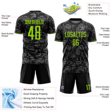 Laden Sie das Bild in den Galerie-Viewer, Custom Black Neon Green-Steel Gray Colombia Butterfly Wings Pattern Sublimation Soccer Uniform Jersey
