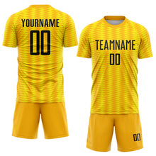 Загрузить изображение в средство просмотра галереи, Custom Gold Black-Light Yellow Colombia Feather Pattern Sublimation Soccer Uniform Jersey